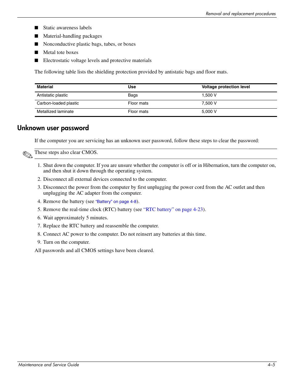 Unknown user password, Unknown user password –5 | Hitachi ELITEBOOK 2730P User Manual | Page 44 / 123