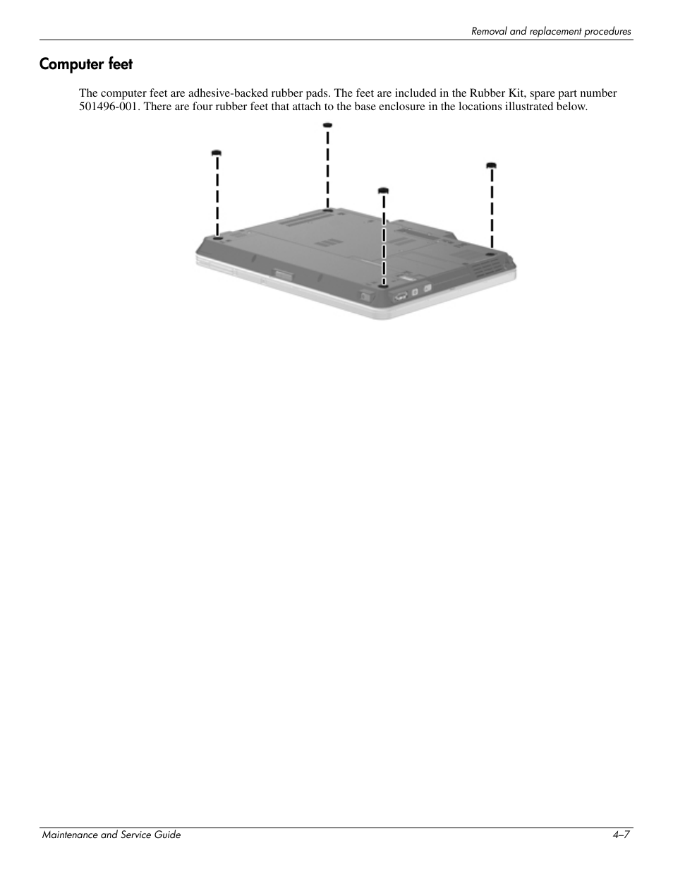 Computer feet, Computer feet –7 | Hitachi ELITEBOOK 2730P User Manual | Page 46 / 123