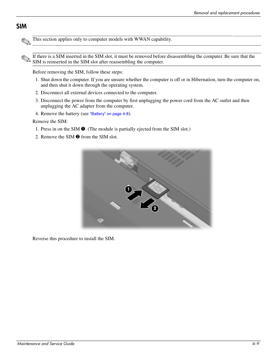 Sim –9 | Hitachi ELITEBOOK 2730P User Manual | Page 48 / 123