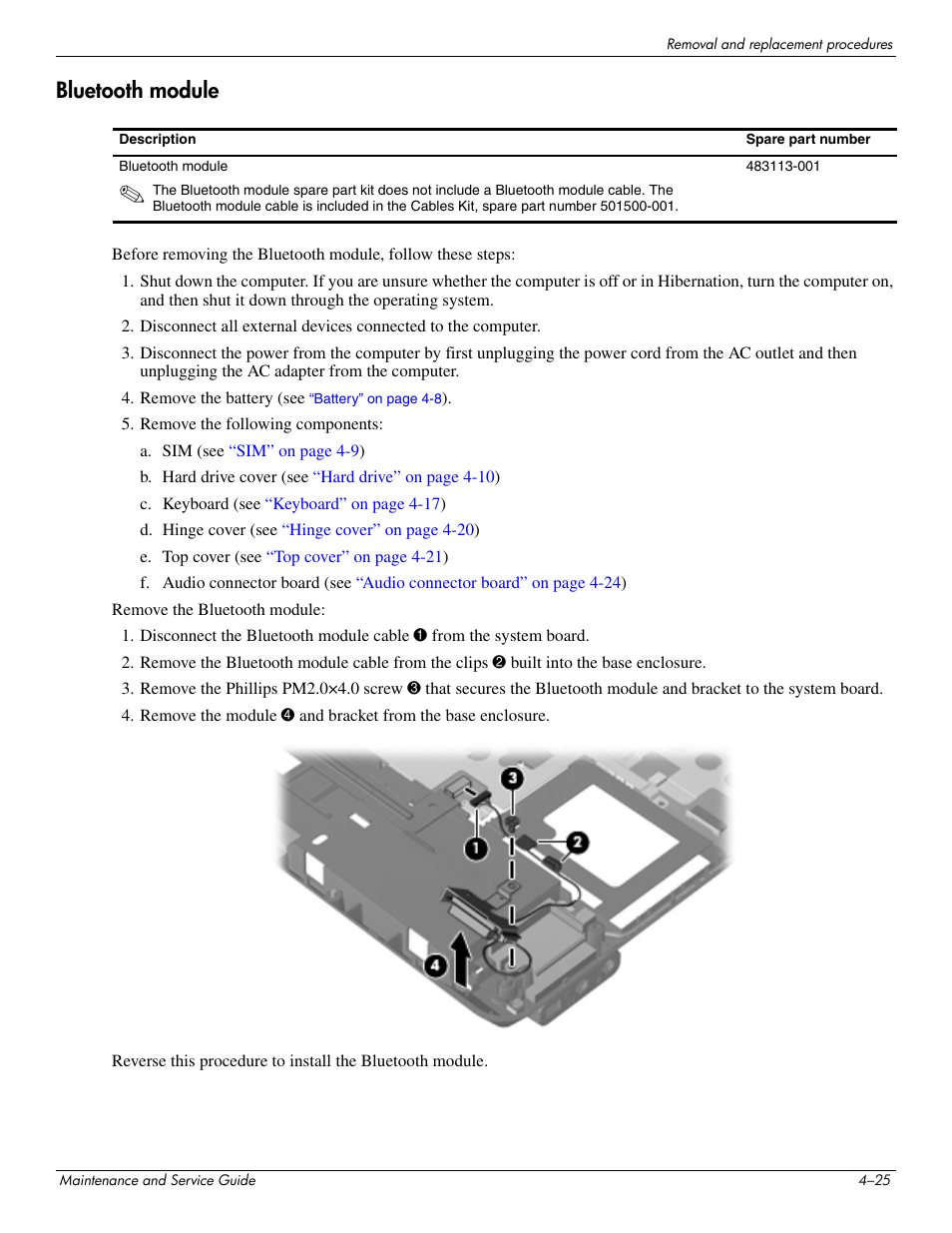 Bluetooth module, Bluetooth module –25 | Hitachi ELITEBOOK 2730P User Manual | Page 64 / 123