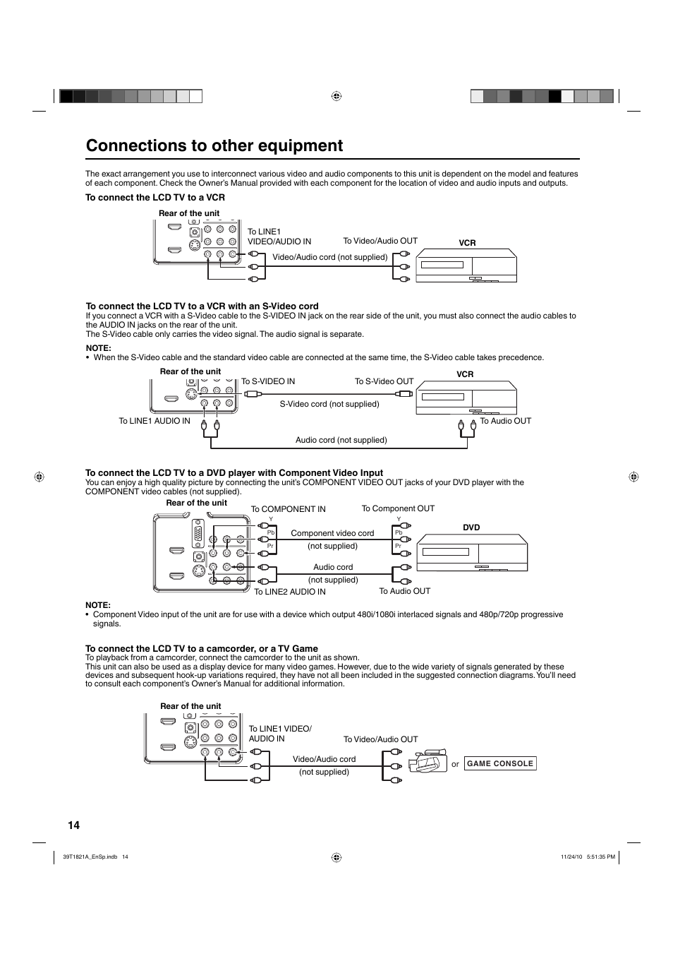 Connections to other equipment | Hitachi L32A104 User Manual | Page 14 / 29