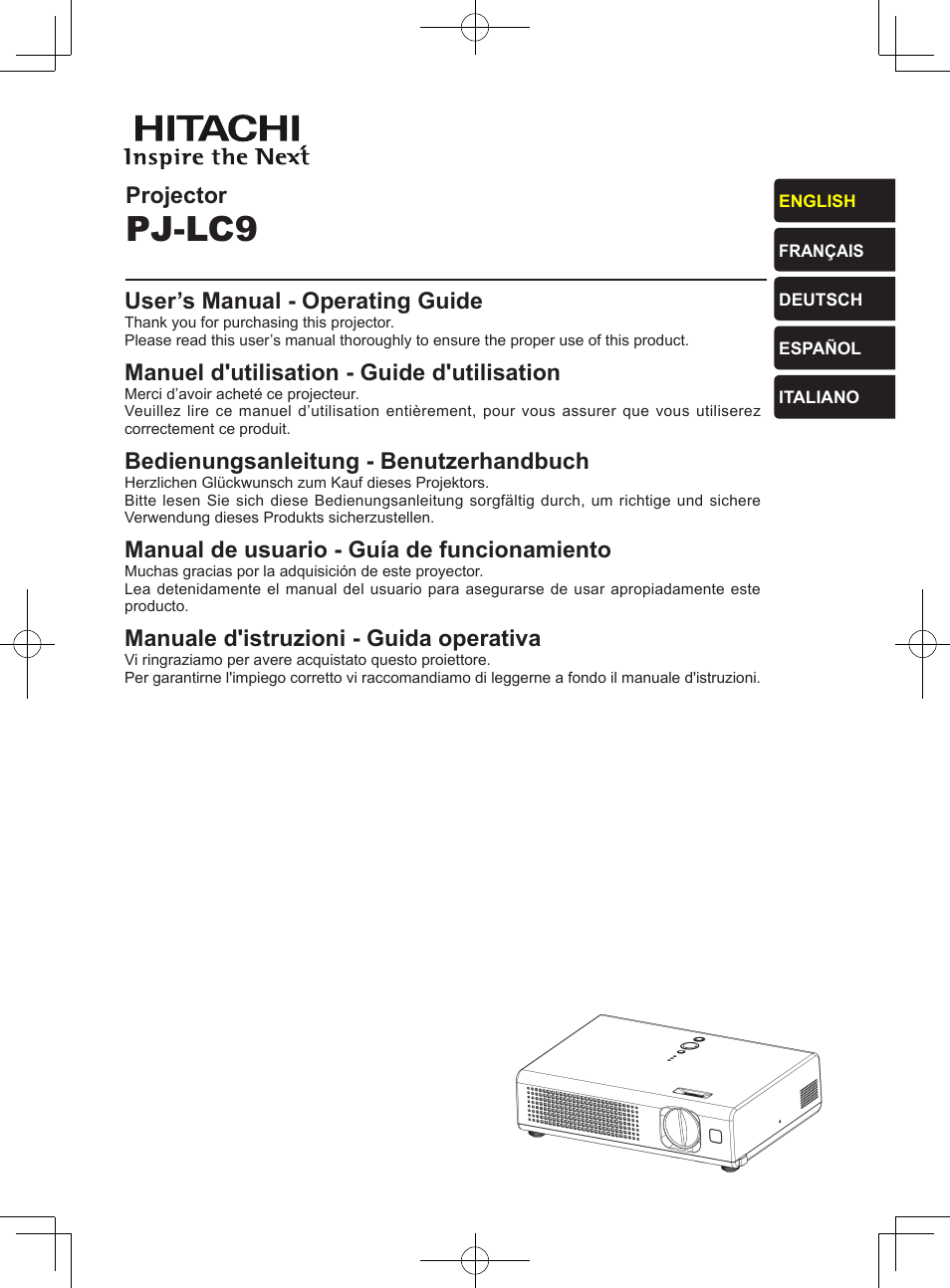 Hitachi PJ-LC9 User Manual | 62 pages