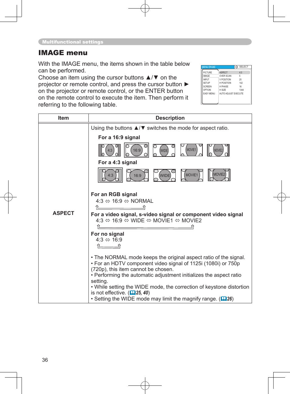 Image menu | Hitachi PJ-LC9 User Manual | Page 38 / 62