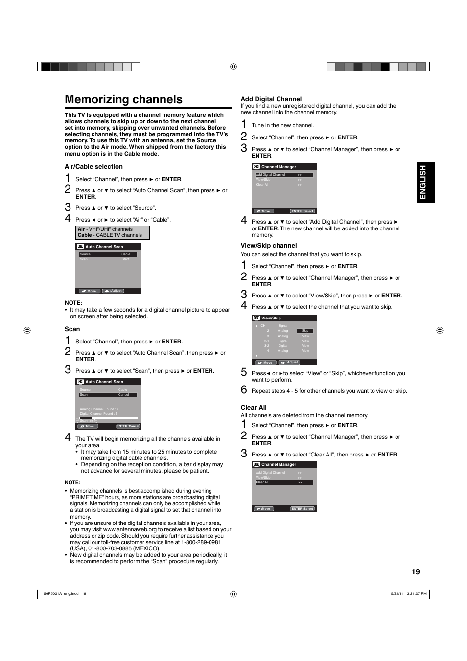 19 english | Hitachi L26D205 User Manual | Page 19 / 41