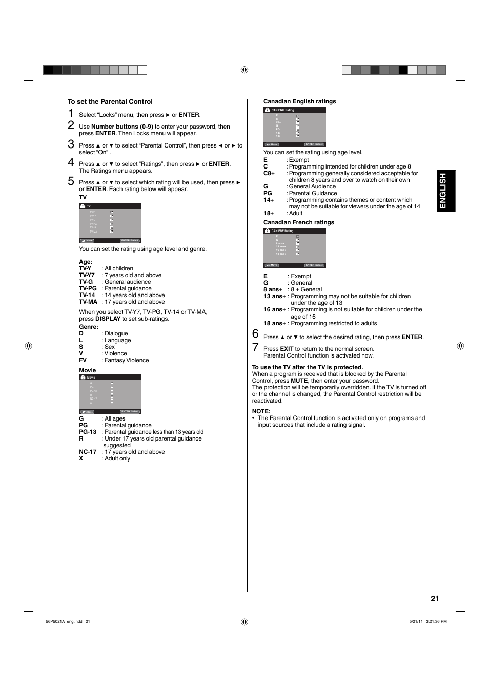 21 english | Hitachi L26D205 User Manual | Page 21 / 41
