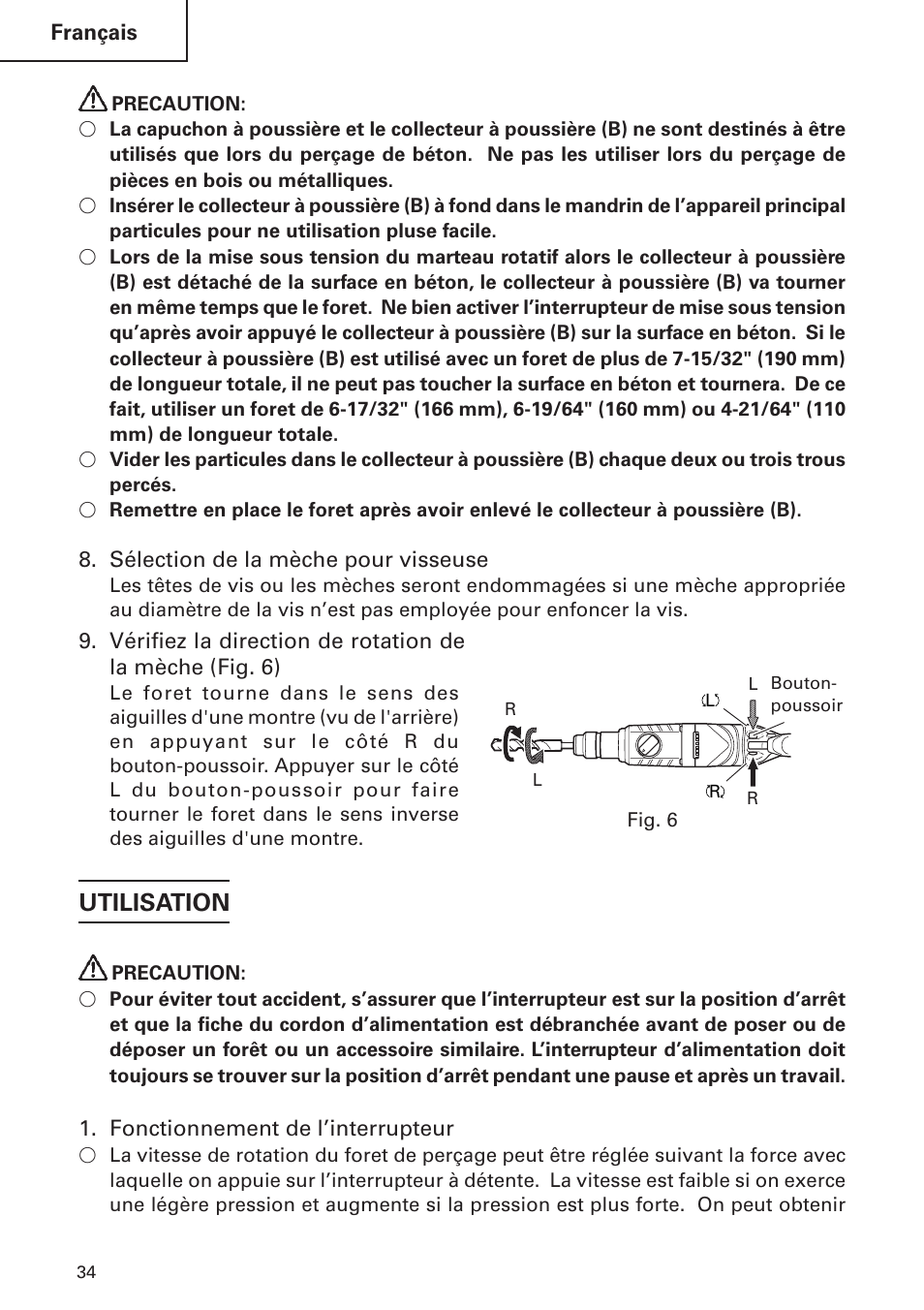 Utilisation | Hitachi DH24PB2 User Manual | Page 34 / 72