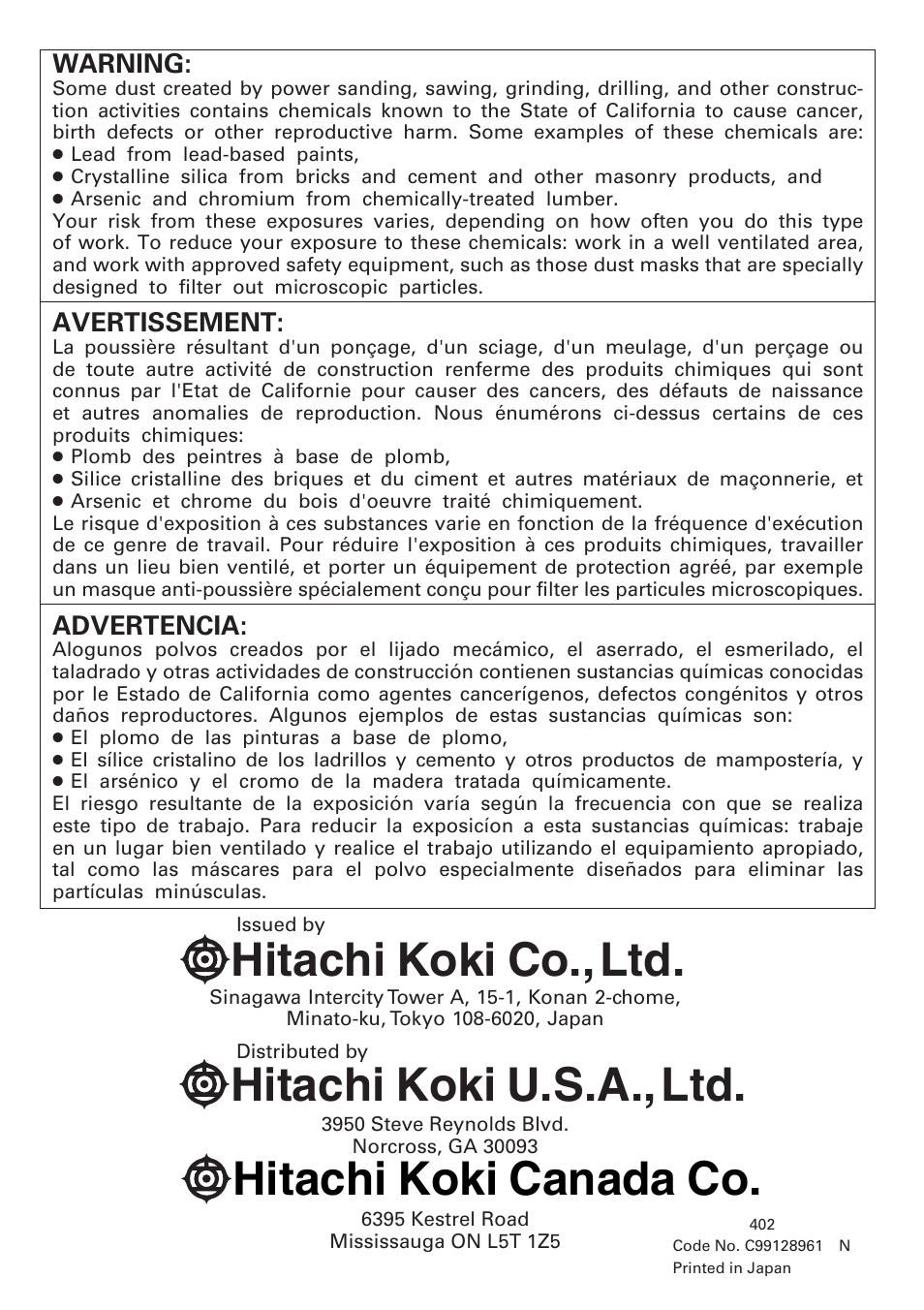 Hitachi DH24PB2 User Manual | Page 72 / 72