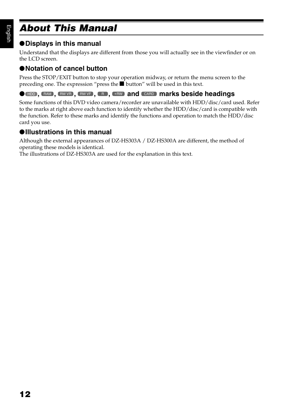 About this manual | Hitachi DZ-HS300A User Manual | Page 12 / 170