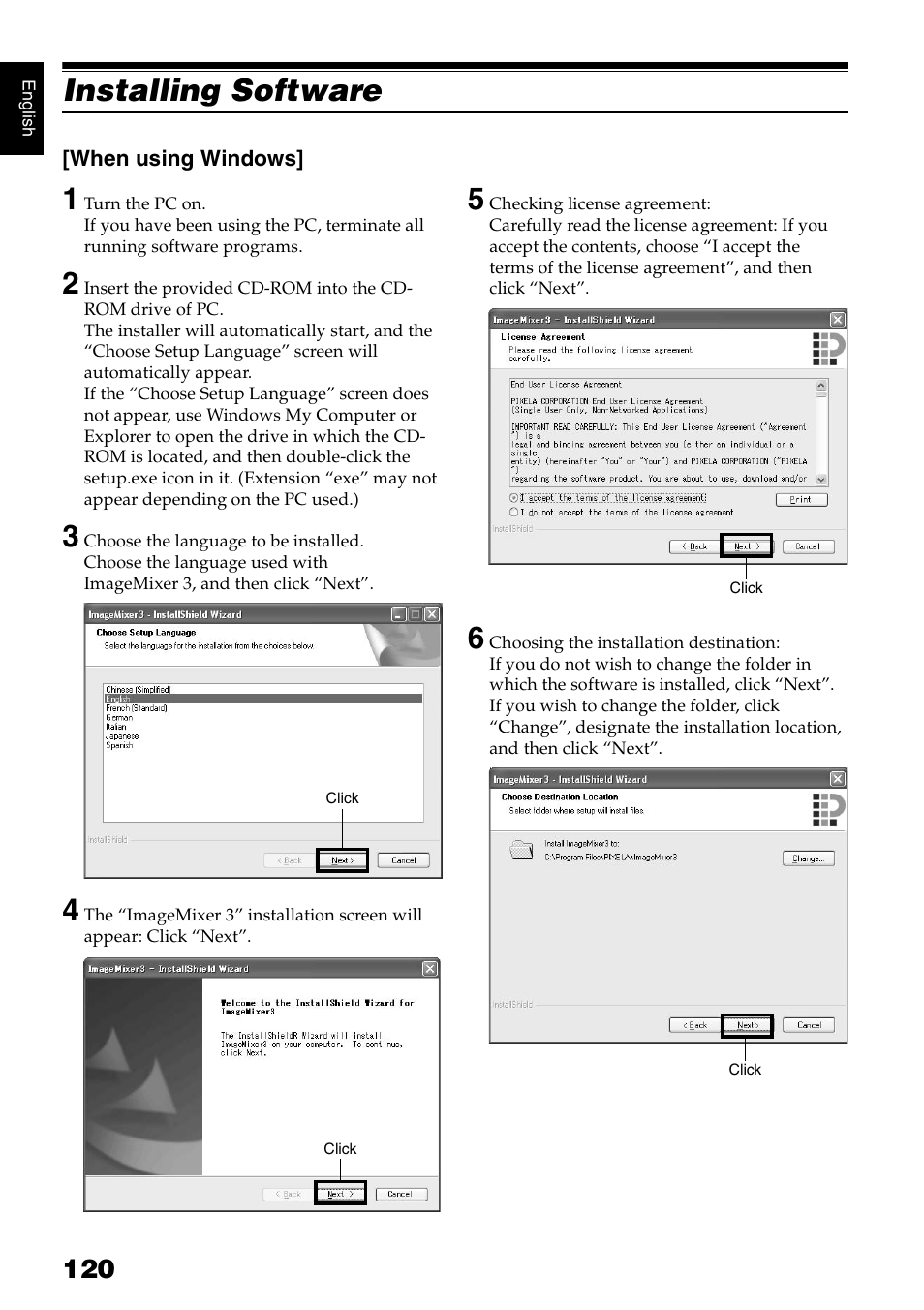 Installing software | Hitachi DZ-HS300A User Manual | Page 120 / 170