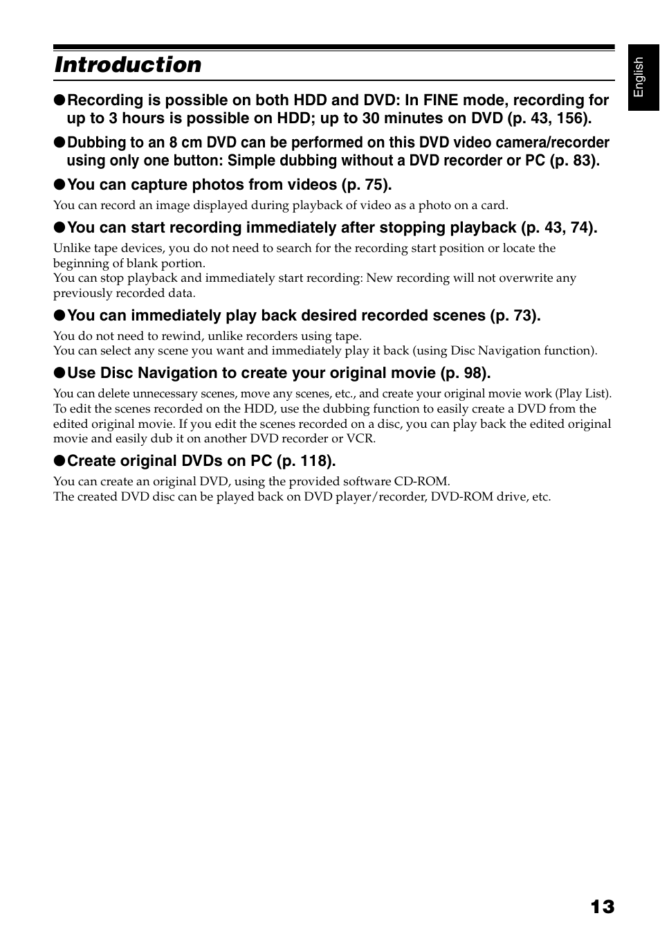 Introduction | Hitachi DZ-HS300A User Manual | Page 13 / 170