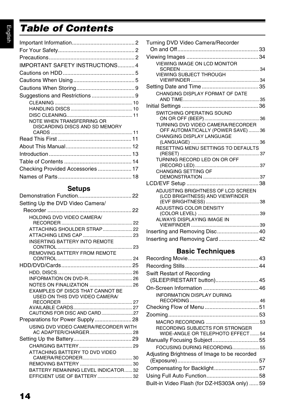 Hitachi DZ-HS300A User Manual | Page 14 / 170