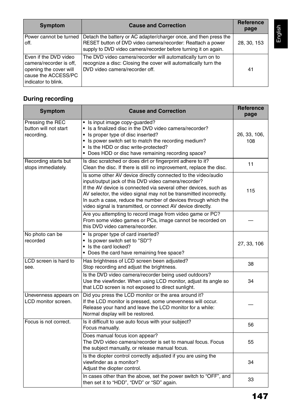 During recording | Hitachi DZ-HS300A User Manual | Page 147 / 170