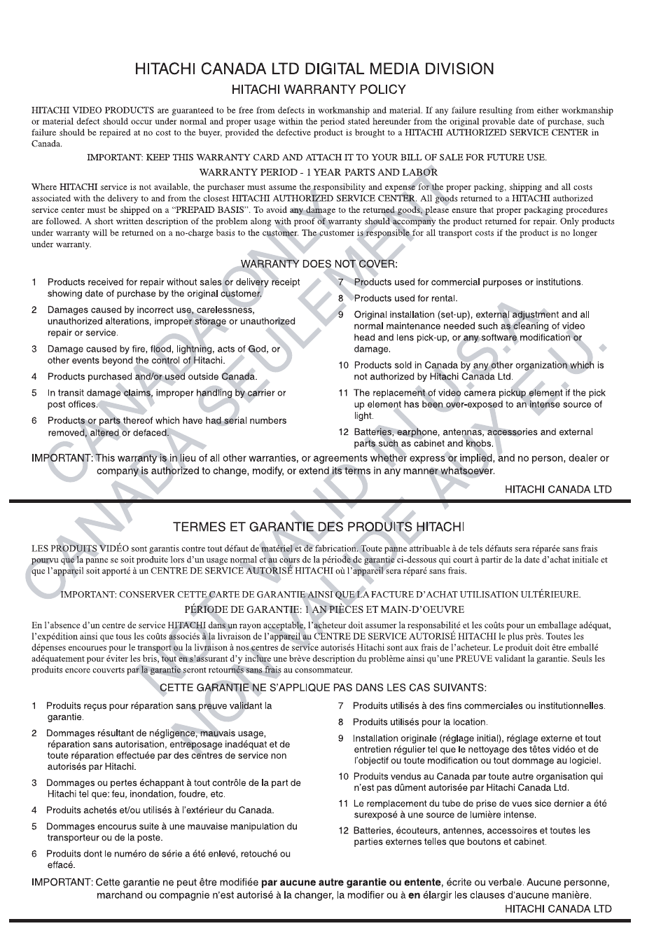 Hitachi DZ-HS300A User Manual | Page 166 / 170