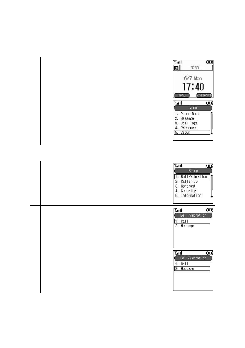 Basic settings menu, 1 ringer/vibration | Hitachi TD61-2472 User Manual | Page 44 / 72