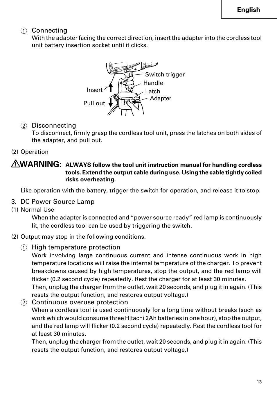Warning | Hitachi ET 18DM User Manual | Page 13 / 44