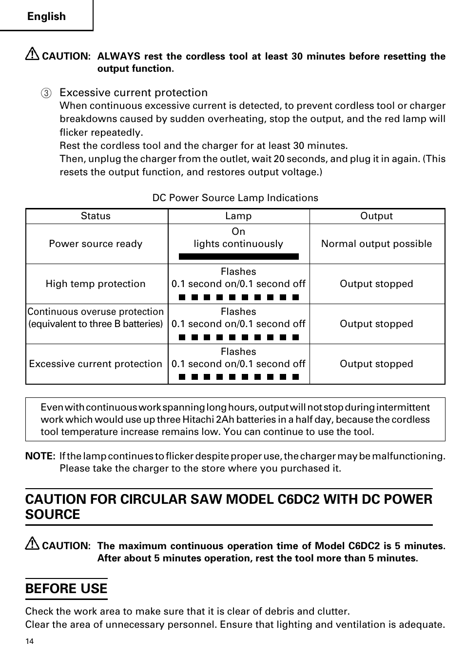 Before use | Hitachi ET 18DM User Manual | Page 14 / 44