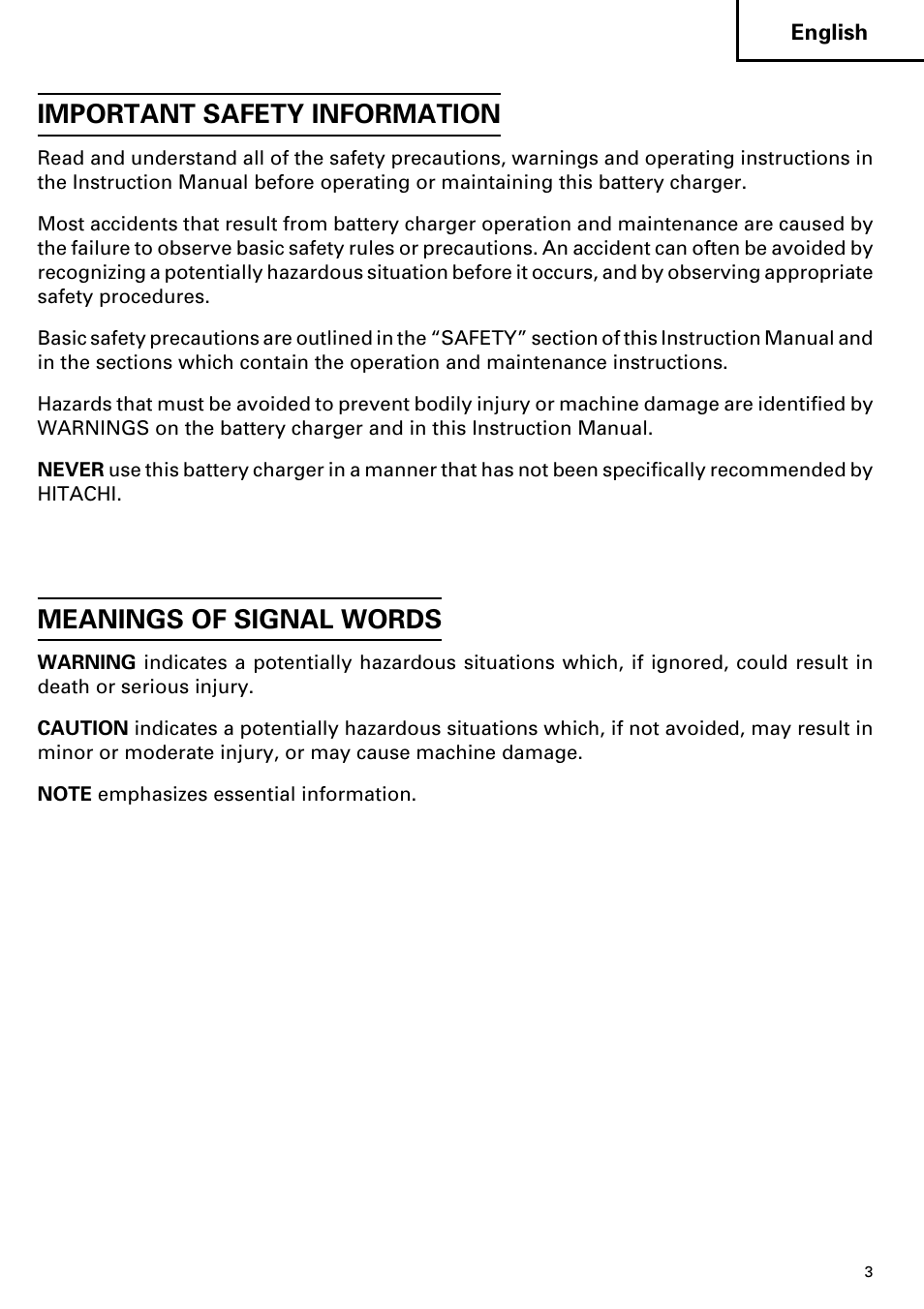 Important safety information, Meanings of signal words | Hitachi ET 18DM User Manual | Page 3 / 44