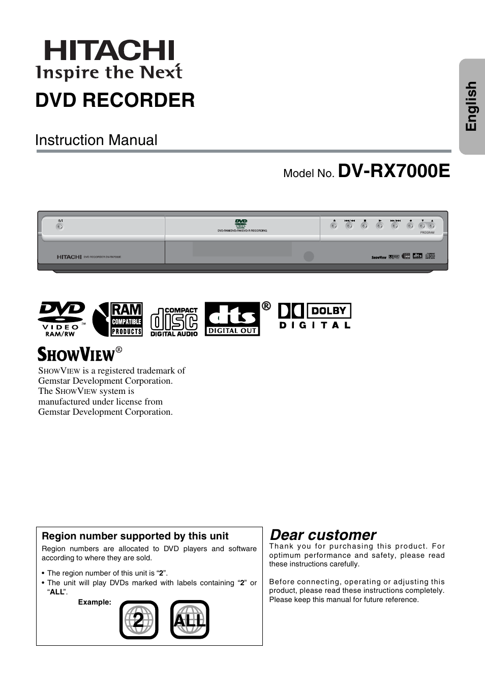 Hitachi DV-RX7000E User Manual | 93 pages