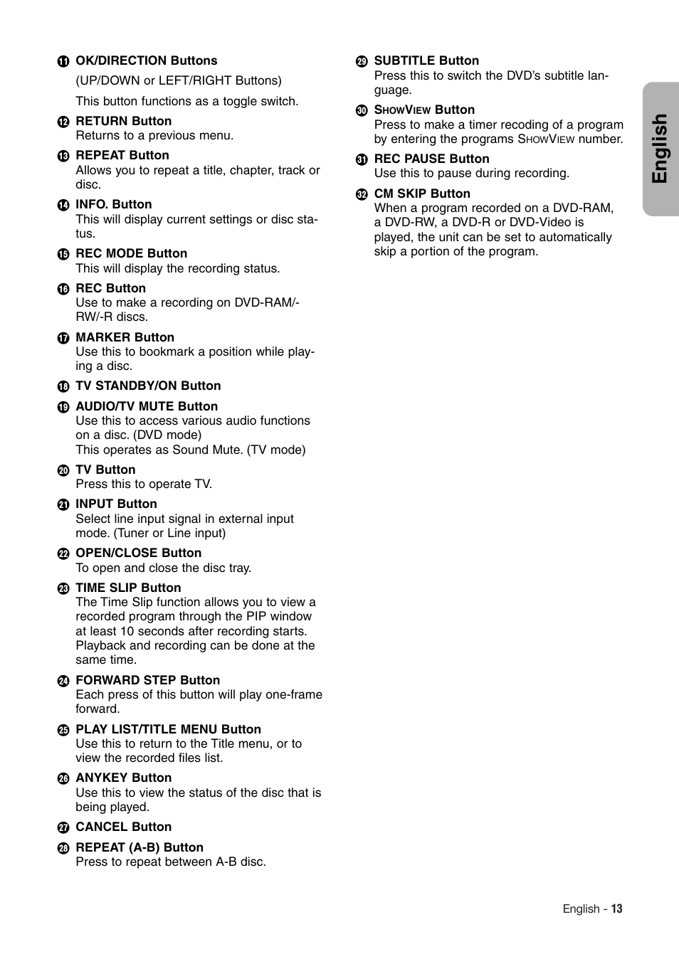 English | Hitachi DV-RX7000E User Manual | Page 13 / 93