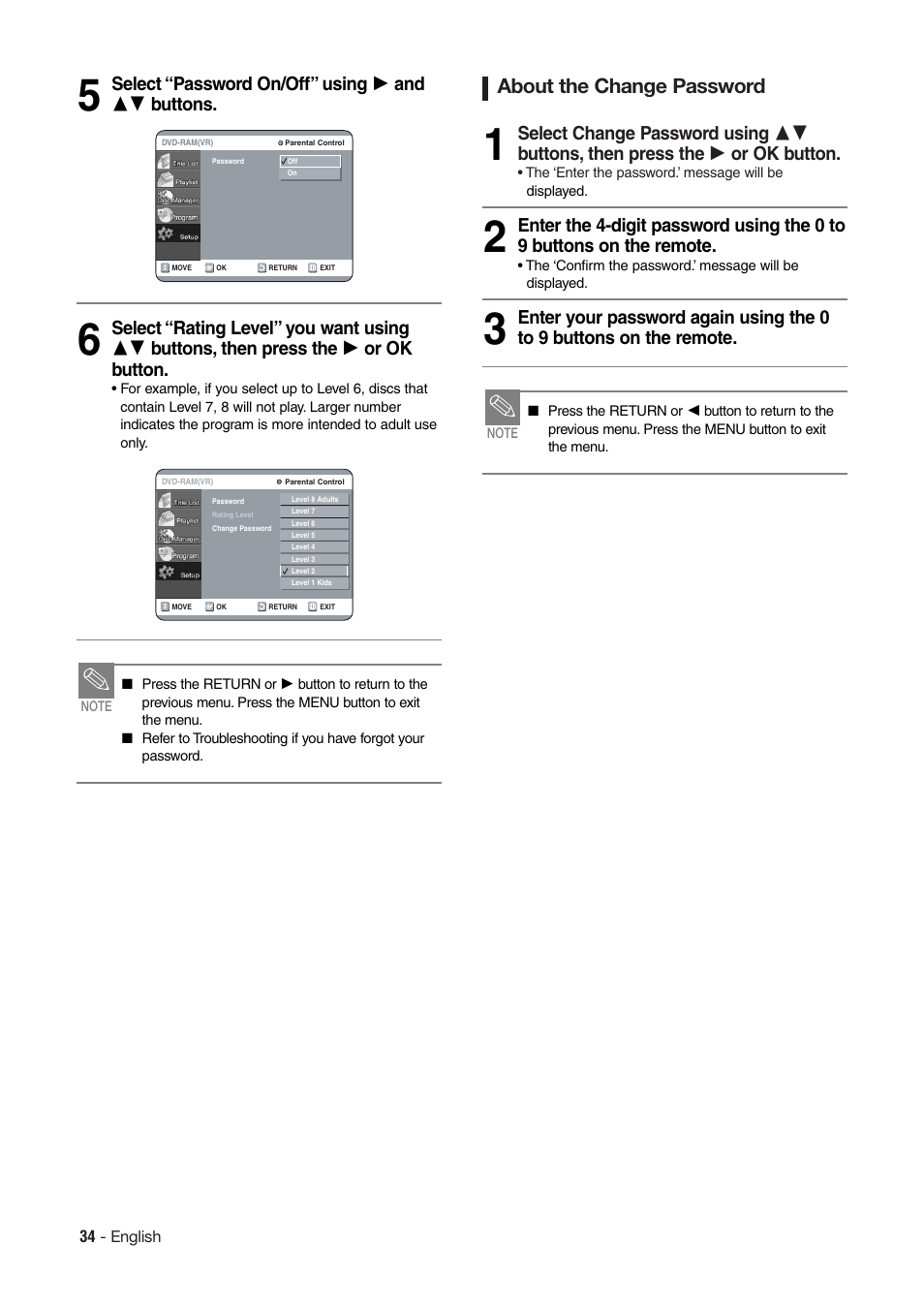 About the change password | Hitachi DV-RX7000E User Manual | Page 34 / 93