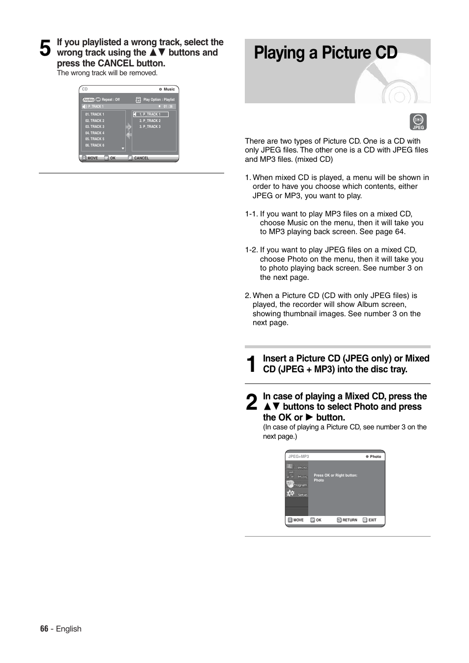 Playing a picture cd | Hitachi DV-RX7000E User Manual | Page 66 / 93