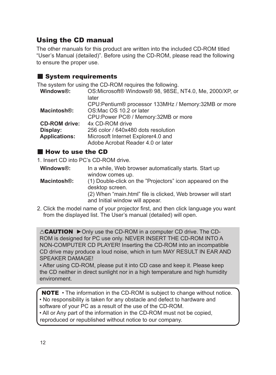 Using the cd manual | Hitachi 8755H User Manual | Page 12 / 16