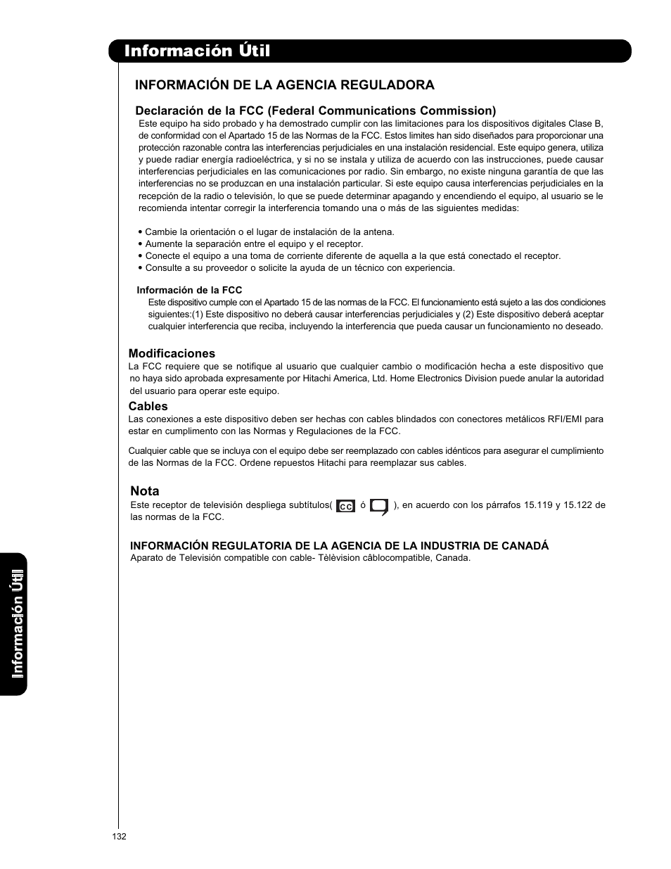 Informaci | Hitachi L42V651 User Manual | Page 132 / 150