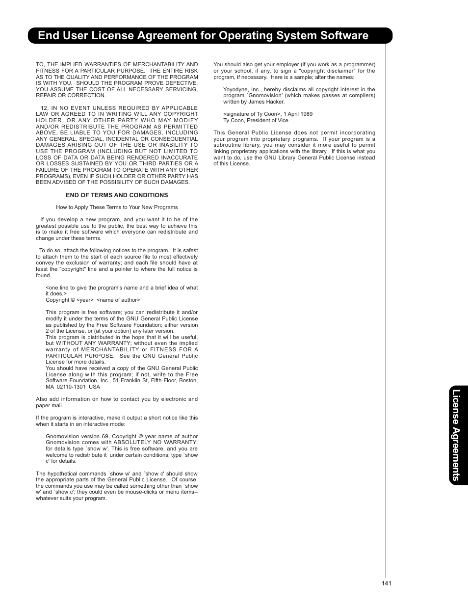 Lic en se a g re em en ts | Hitachi L42V651 User Manual | Page 141 / 150