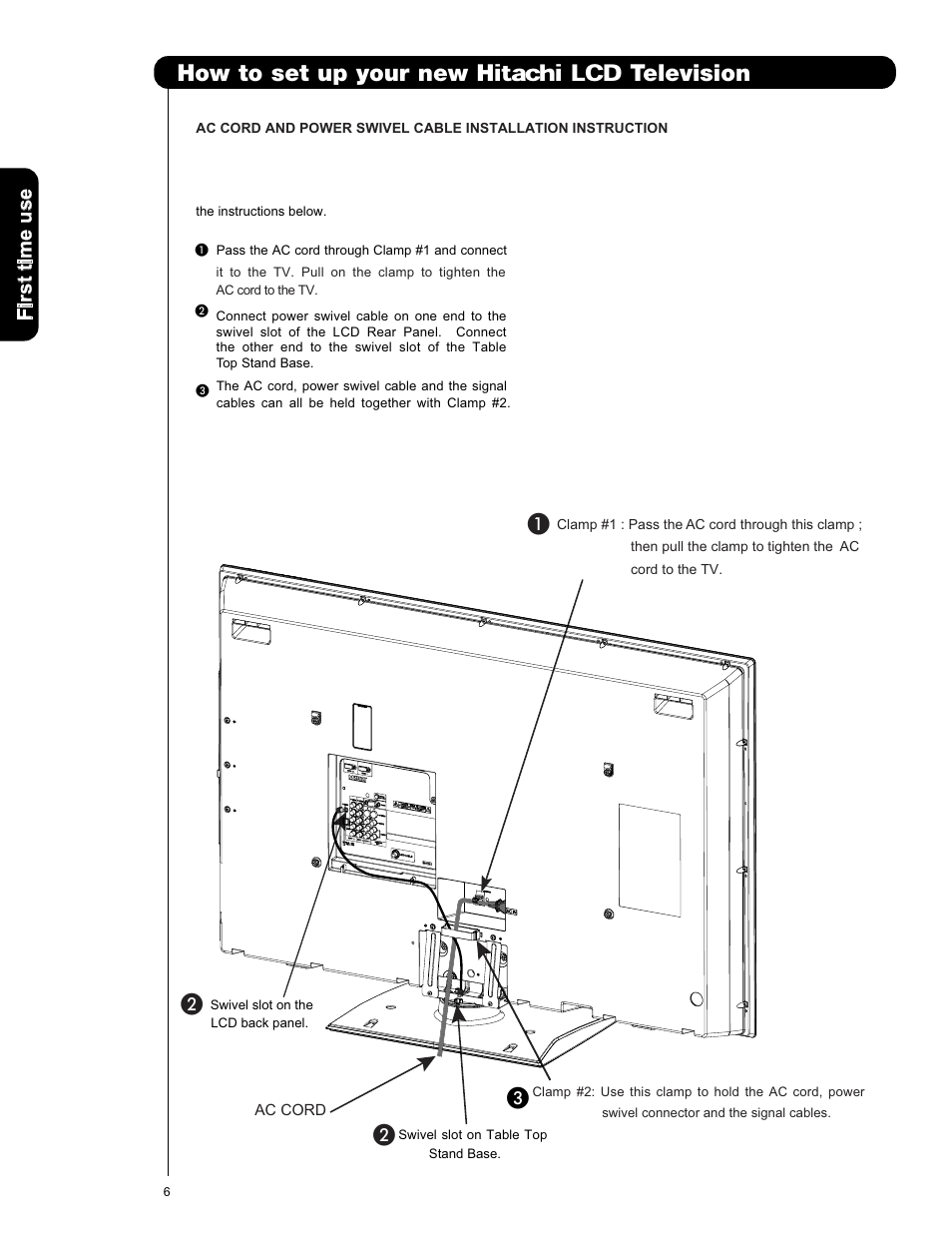 How to set up your new h itachi lcd television | Hitachi L42V651 User Manual | Page 6 / 150