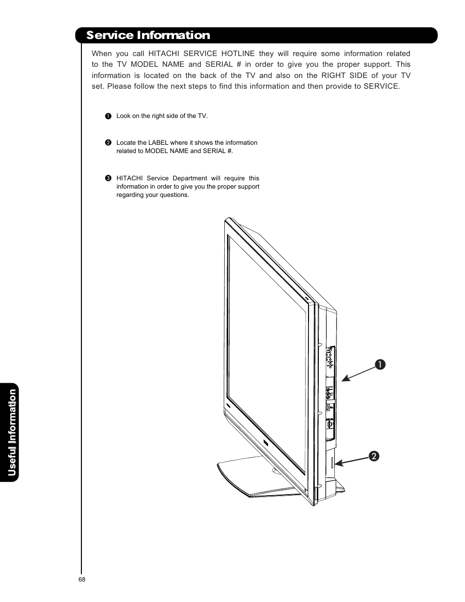 Service information | Hitachi L42V651 User Manual | Page 68 / 150