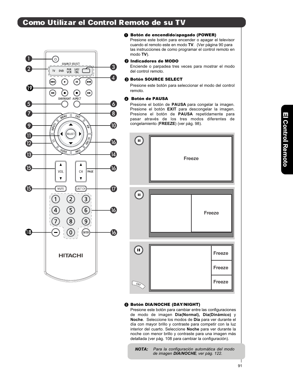 Como utilizar el control remoto de su tv, º ¾ µ ƹ ƽ | Hitachi L42V651 User Manual | Page 91 / 150