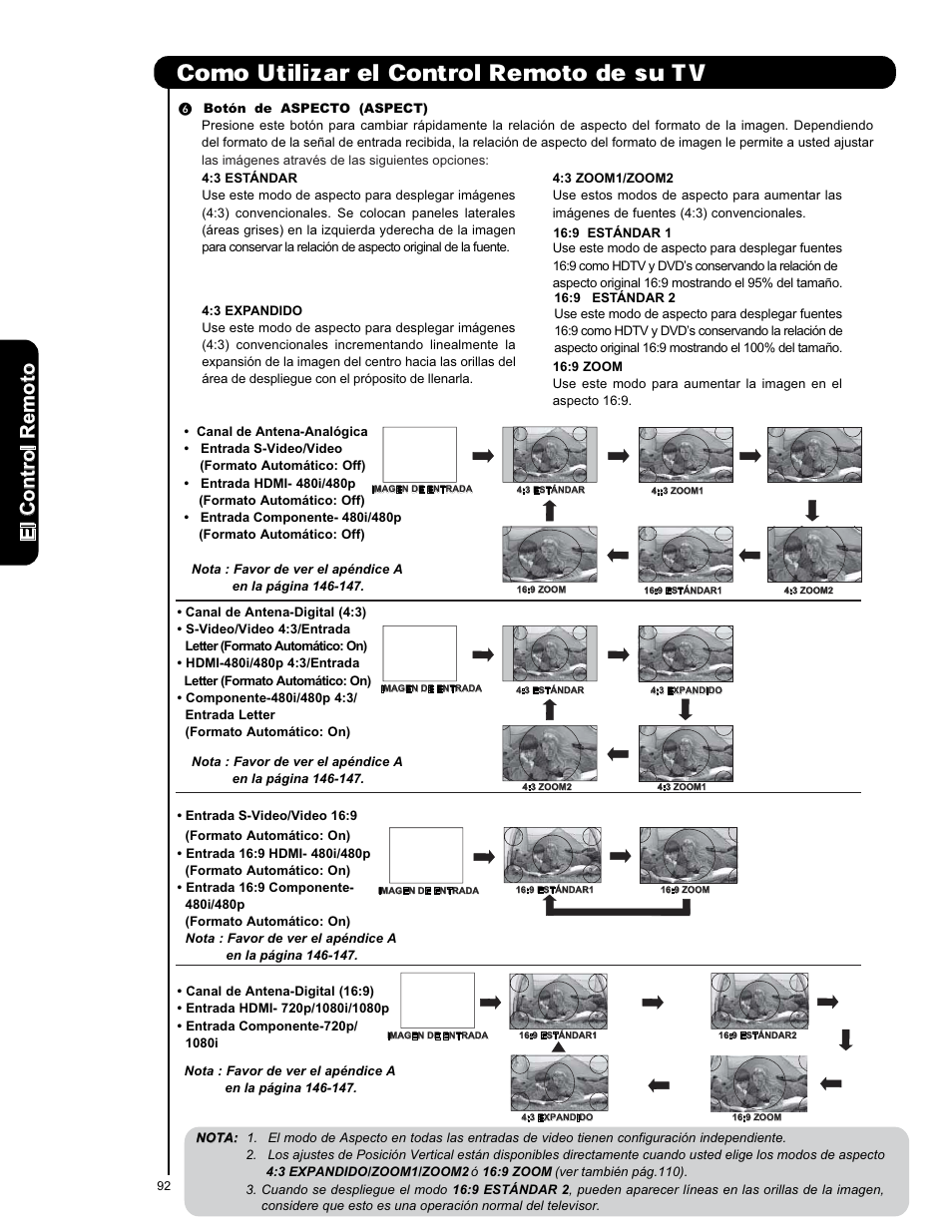 Como utilizar el control remoto de su tv, Elc o n tr o lr em o to | Hitachi L42V651 User Manual | Page 92 / 150