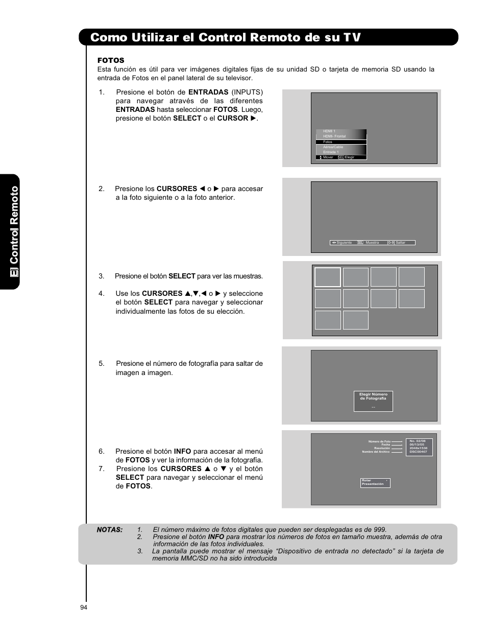 Como utilizar el control remoto de su tv, Elc o n tr o lr em o to | Hitachi L42V651 User Manual | Page 94 / 150