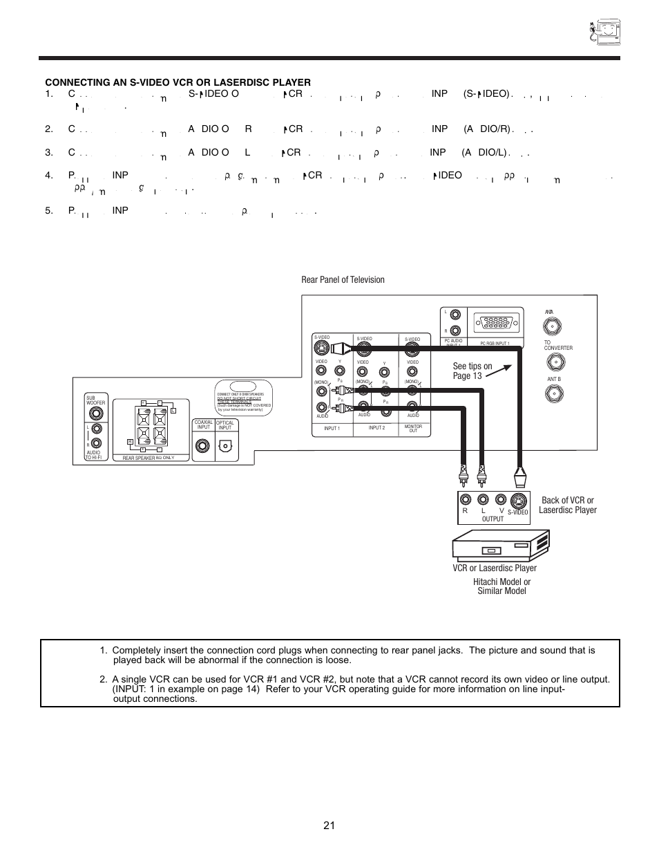 Connecting external video sources | Hitachi 55DMX01W User Manual | Page 21 / 92