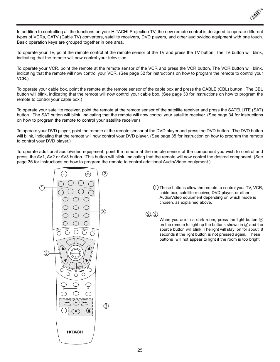 The genius remote control, ቢባ ቤ ቤ ቤ | Hitachi 55DMX01W User Manual | Page 25 / 92