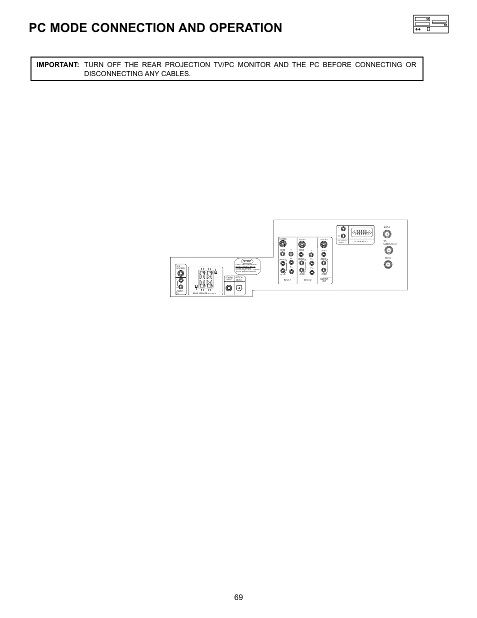 Pc mode connection and operation | Hitachi 55DMX01W User Manual | Page 69 / 92
