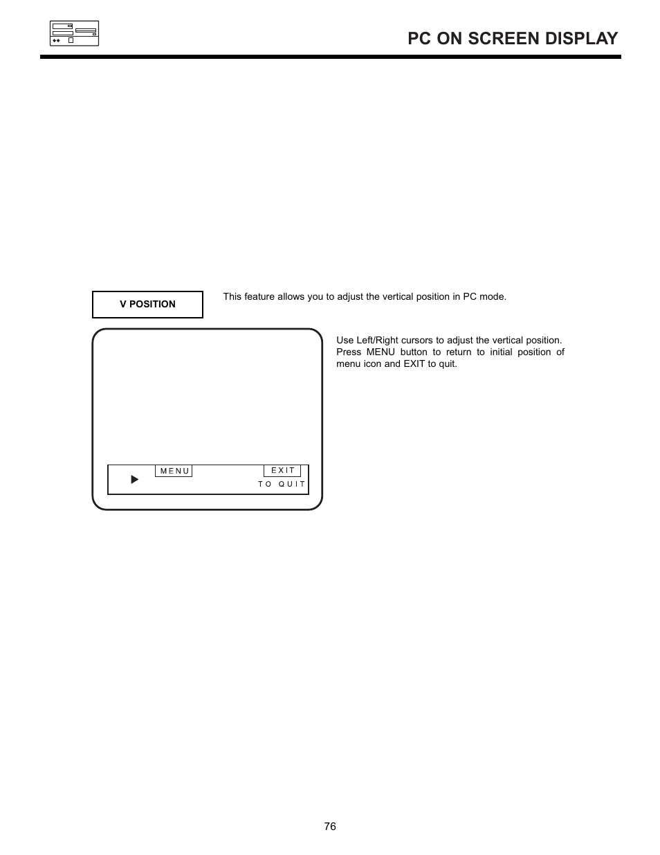 Pc on screen display | Hitachi 55DMX01W User Manual | Page 76 / 92