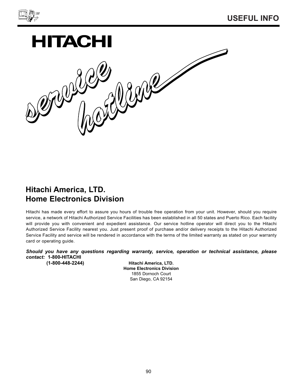 Service ser vic e | Hitachi 55DMX01W User Manual | Page 90 / 92