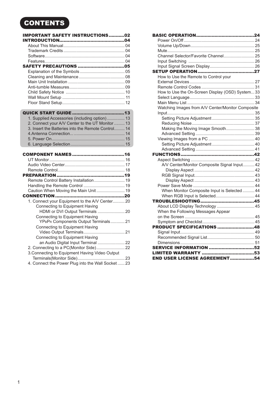 Hitachi ULTRAVISION UT32S402 User Manual | Page 2 / 55