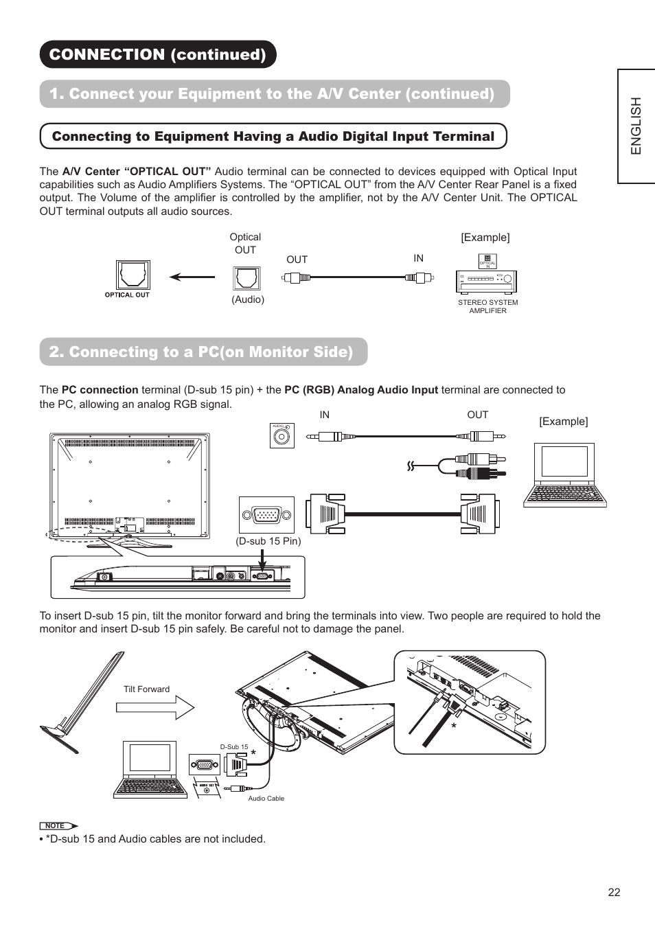 Connecting to a pc(on monitor side), English | Hitachi ULTRAVISION UT32S402 User Manual | Page 23 / 55
