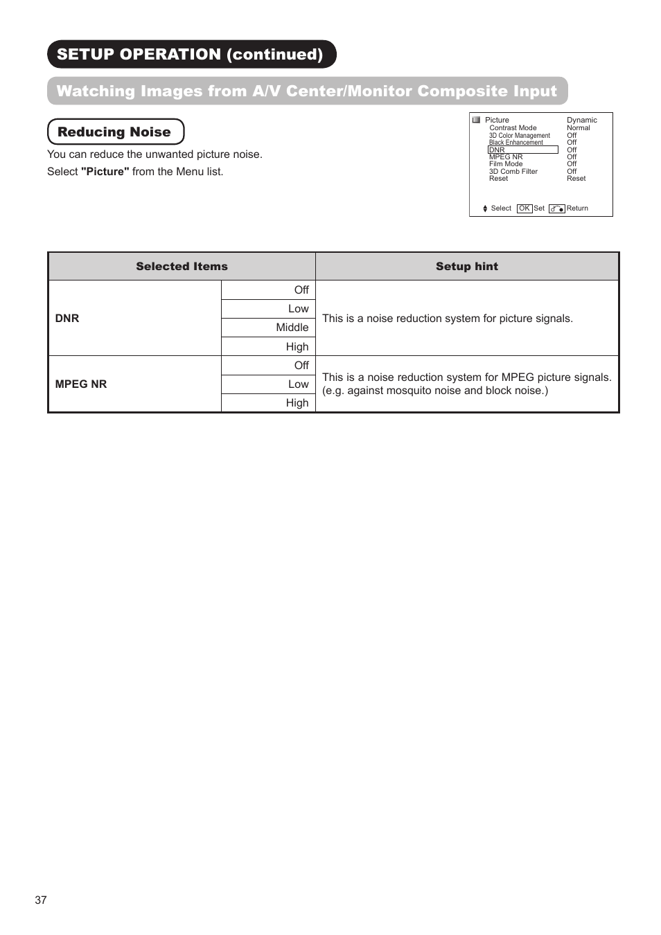 Reducing noise | Hitachi ULTRAVISION UT32S402 User Manual | Page 38 / 55