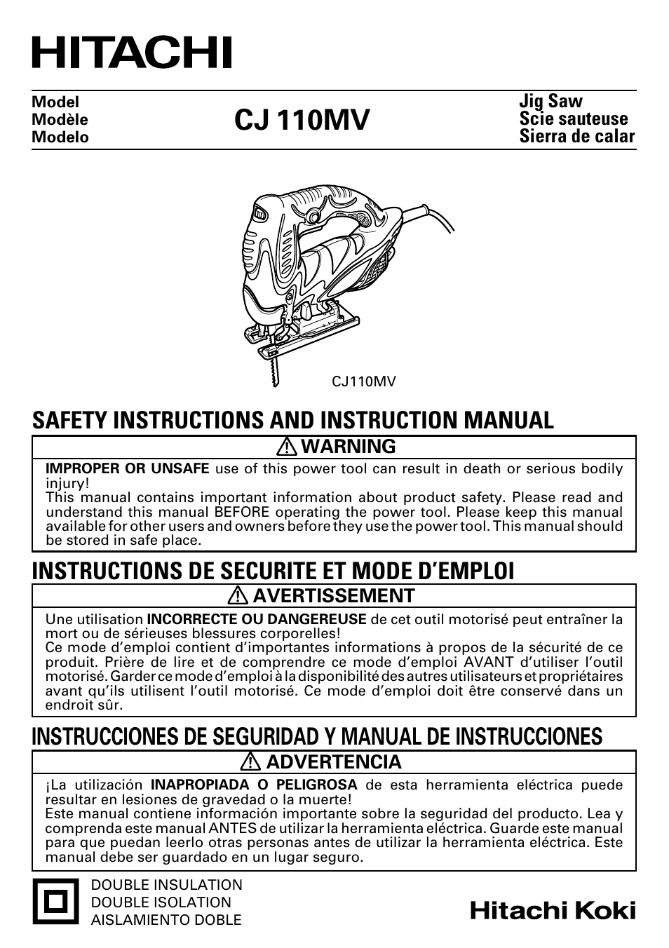 Hitachi CJ110MV User Manual | 56 pages