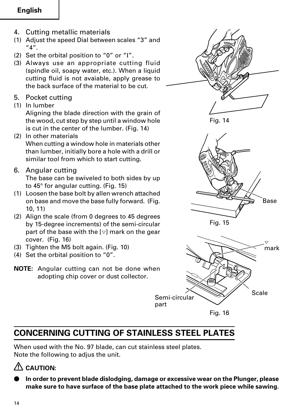 Concerning cutting of stainless steel plates | Hitachi CJ110MV User Manual | Page 14 / 56