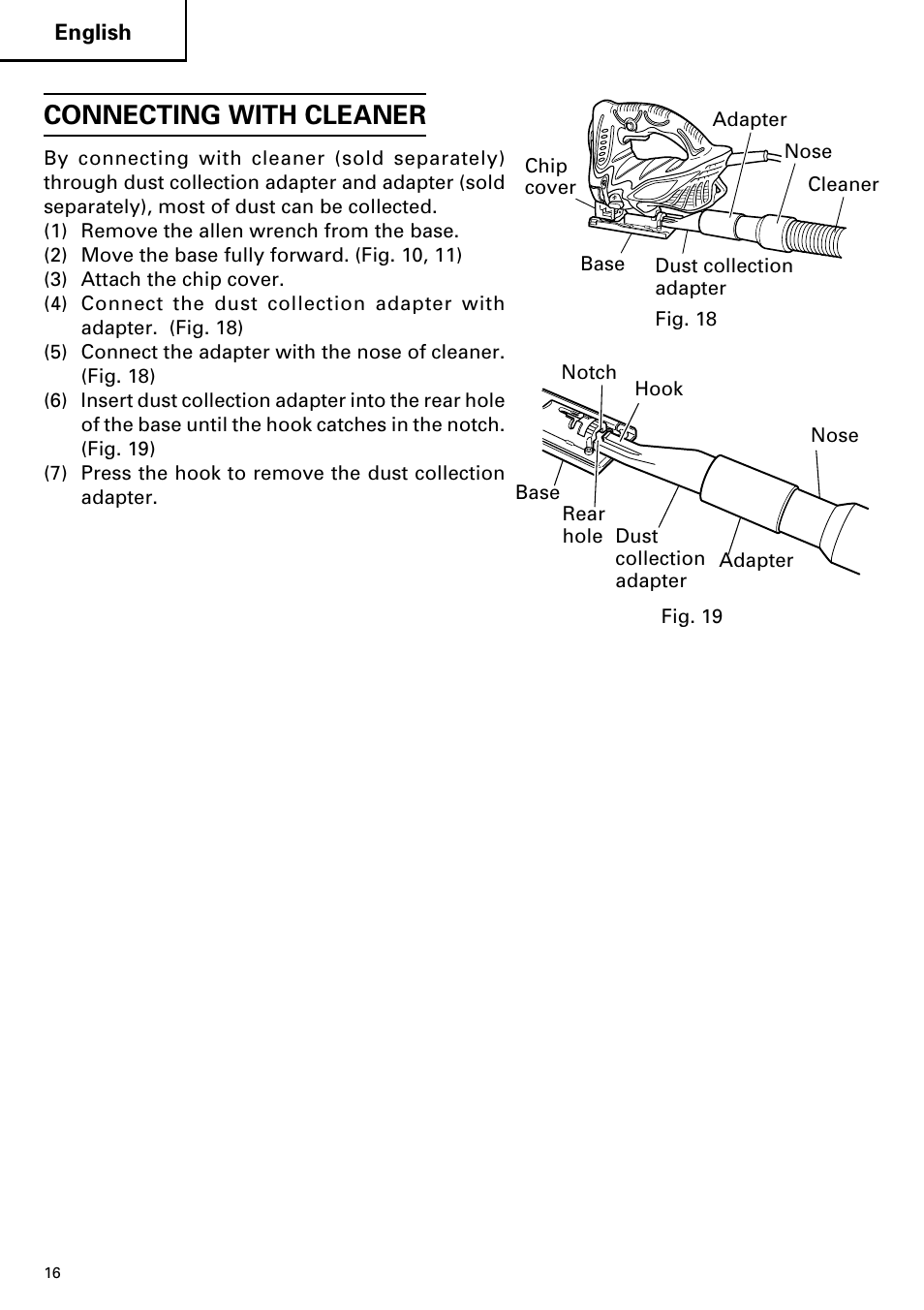 Connecting with cleaner | Hitachi CJ110MV User Manual | Page 16 / 56