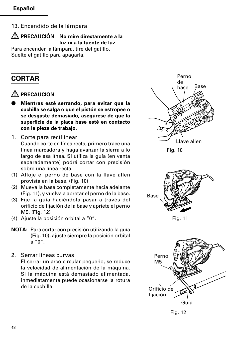 Cortar | Hitachi CJ110MV User Manual | Page 48 / 56