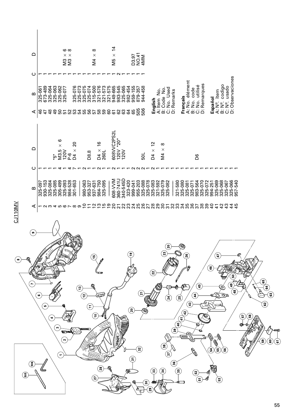 Hitachi CJ110MV User Manual | Page 55 / 56