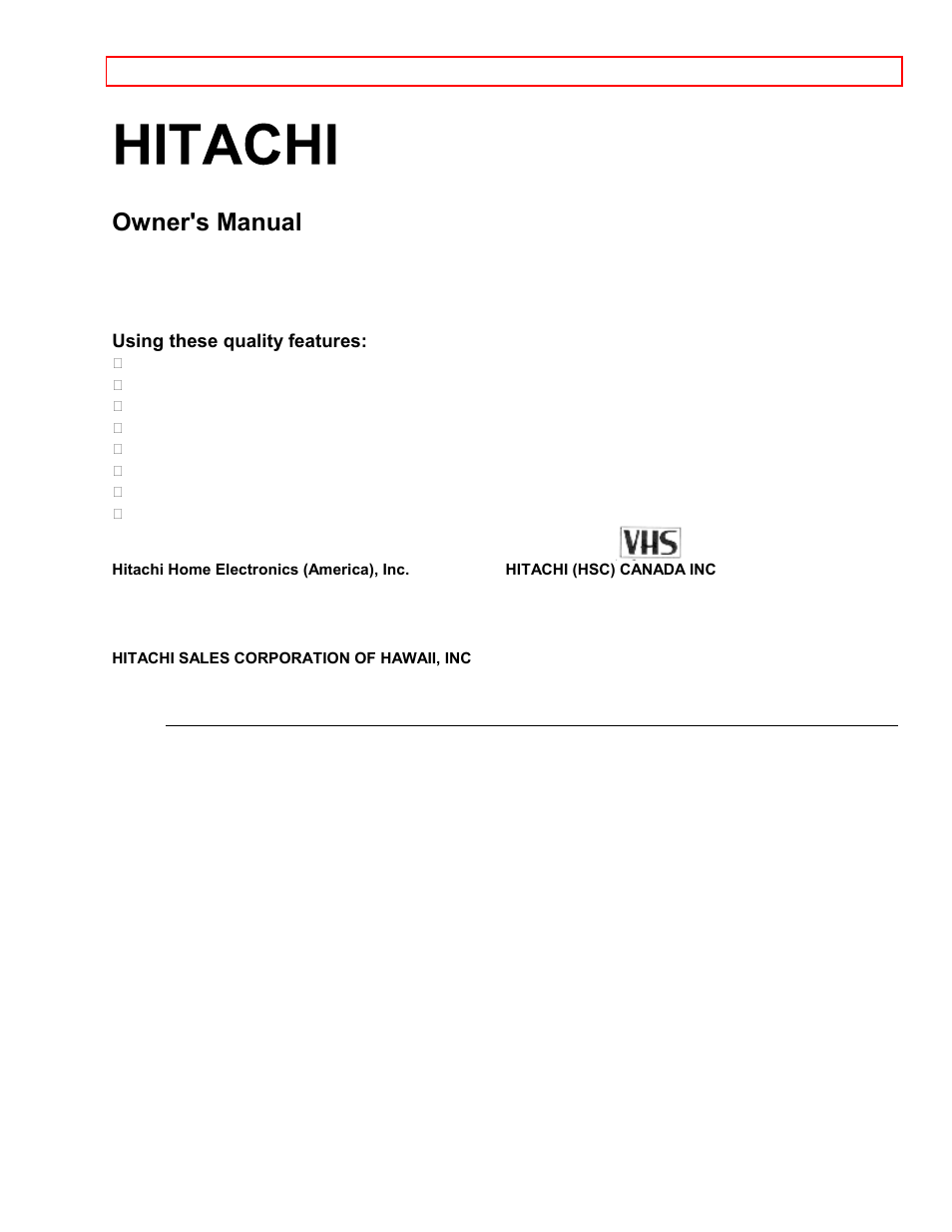 Hitachi VT-M181A User Manual | 43 pages