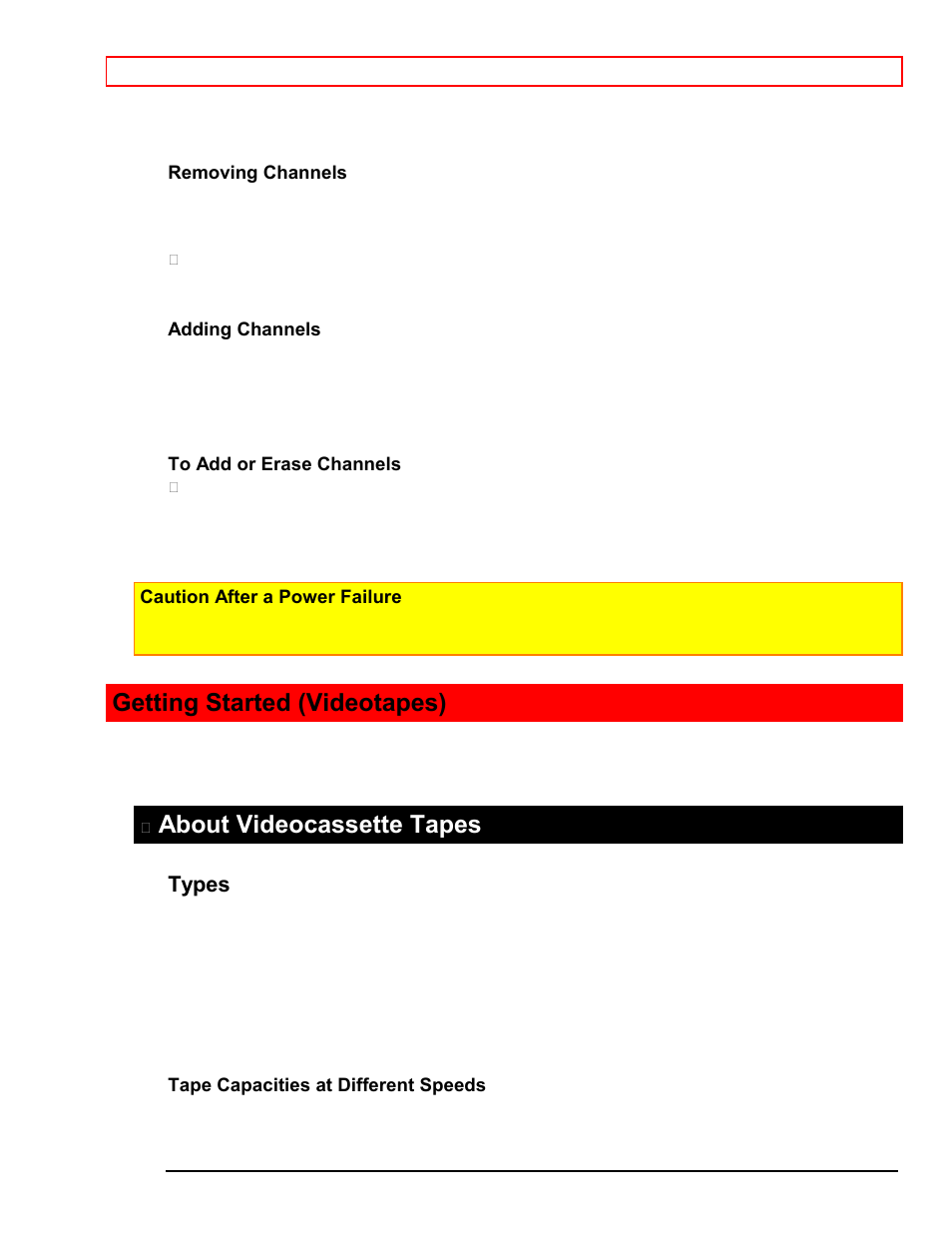 Getting started (videotapes), About videocassette tapes, Types | Hitachi VT-M181A User Manual | Page 21 / 43