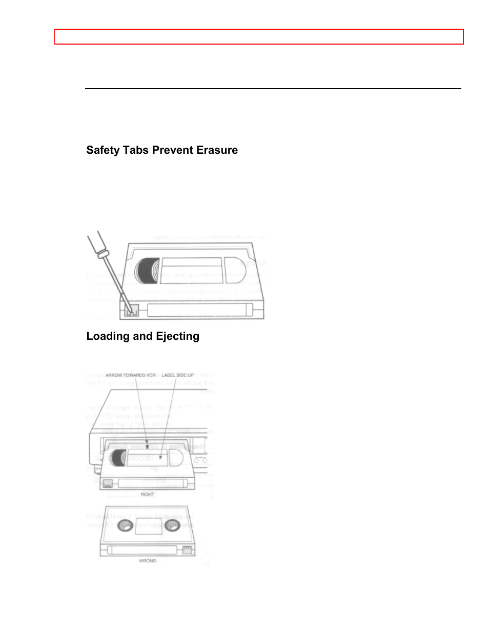 Safety tabs prevent erasure loading and ejecting | Hitachi VT-M181A User Manual | Page 22 / 43