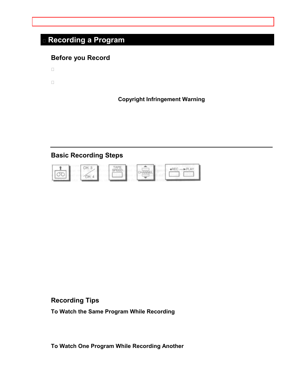 Recording a program | Hitachi VT-M181A User Manual | Page 28 / 43